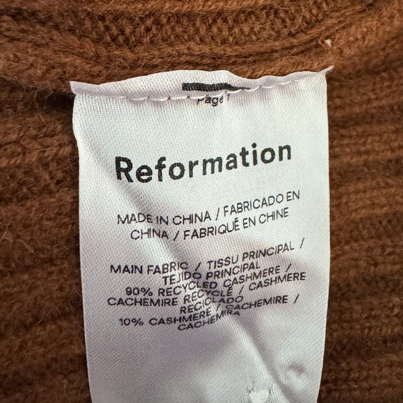 Reformation Fantino Cashmere Collared Cardigan Cinnamon - Picture 9 of 14